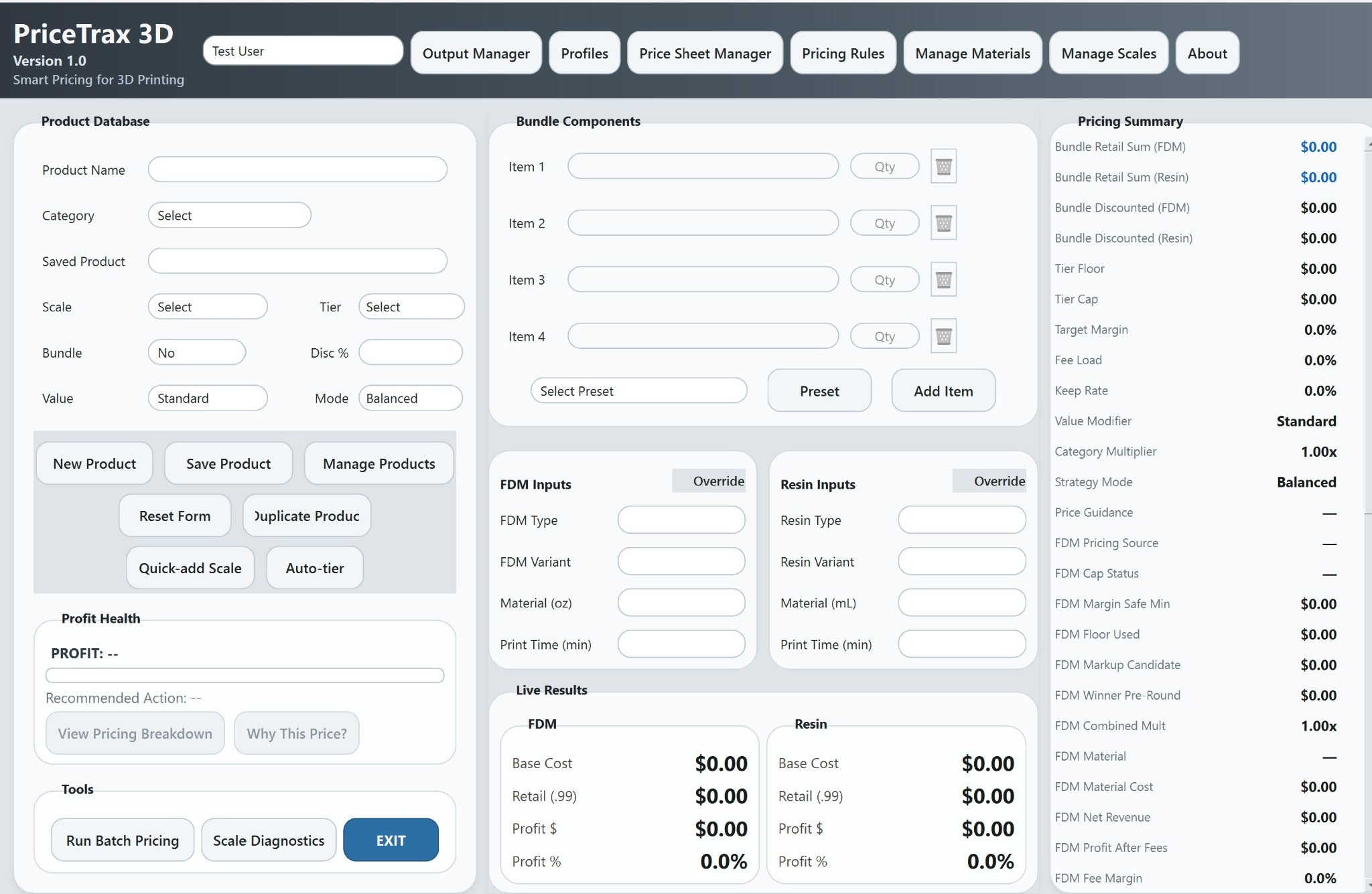 PriceTrax 3D dashboard